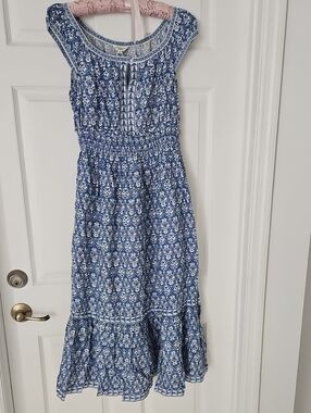 Max Studio Blue and White Printed Maxi Dress